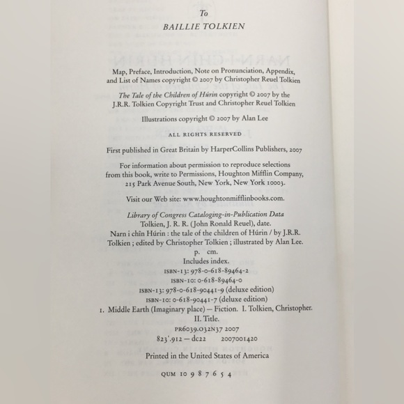 J.R.R. TOLKIEN THE CHILDREN OF HÚRIN Hardcover Book - Picture 3 of 14